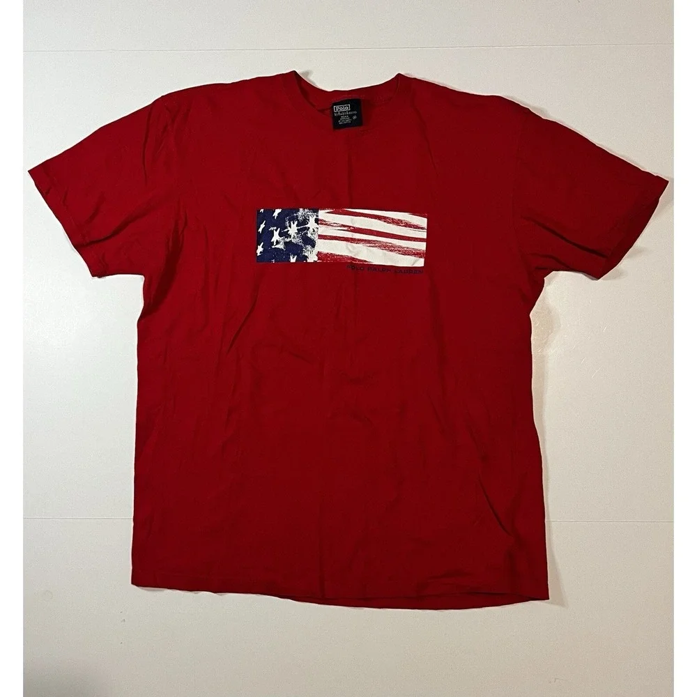 Vintage 90s Polo Ralph Lauren Flag Supreme T-shirt Size Medium